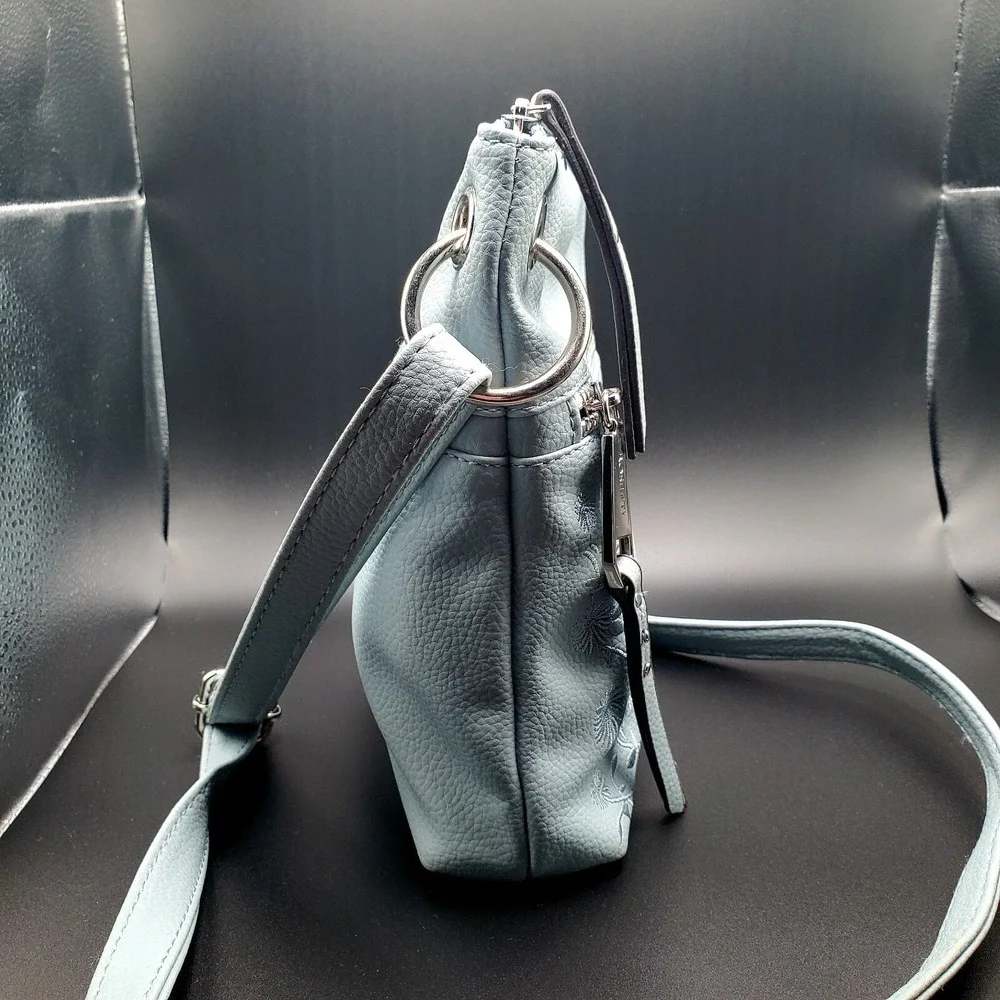 Rosetti Purse Baby Blue W/ Embroidered Flowers & Adjustable Strap. 9